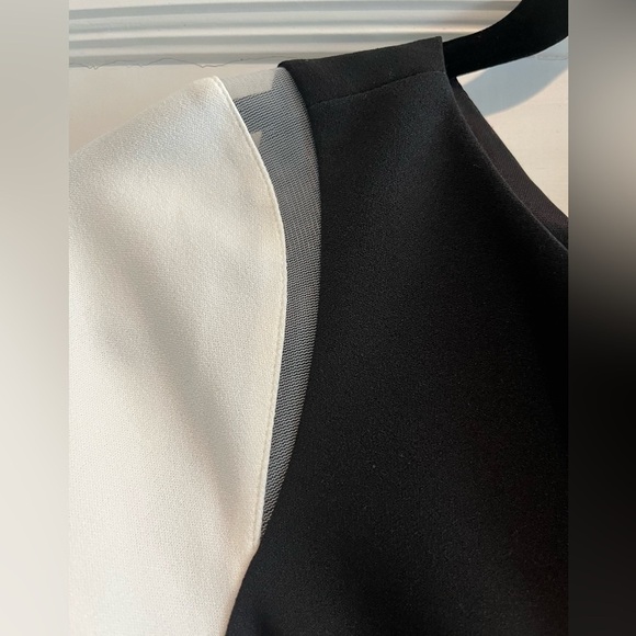 Vince Camuto Black and White Long Sleeve  Color block Side Panel Dress Size 10 - Picture 4 of 7